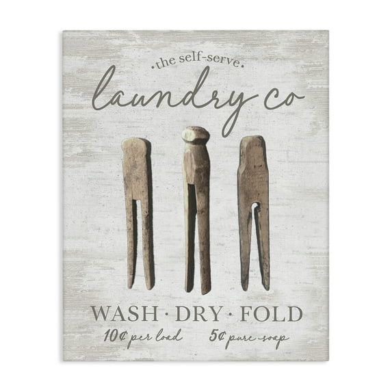 Stupell Industries Distressed Laundry Co Typography Painting Gallery Wrapped Canvas Art Print Wall Art, 36 x 48