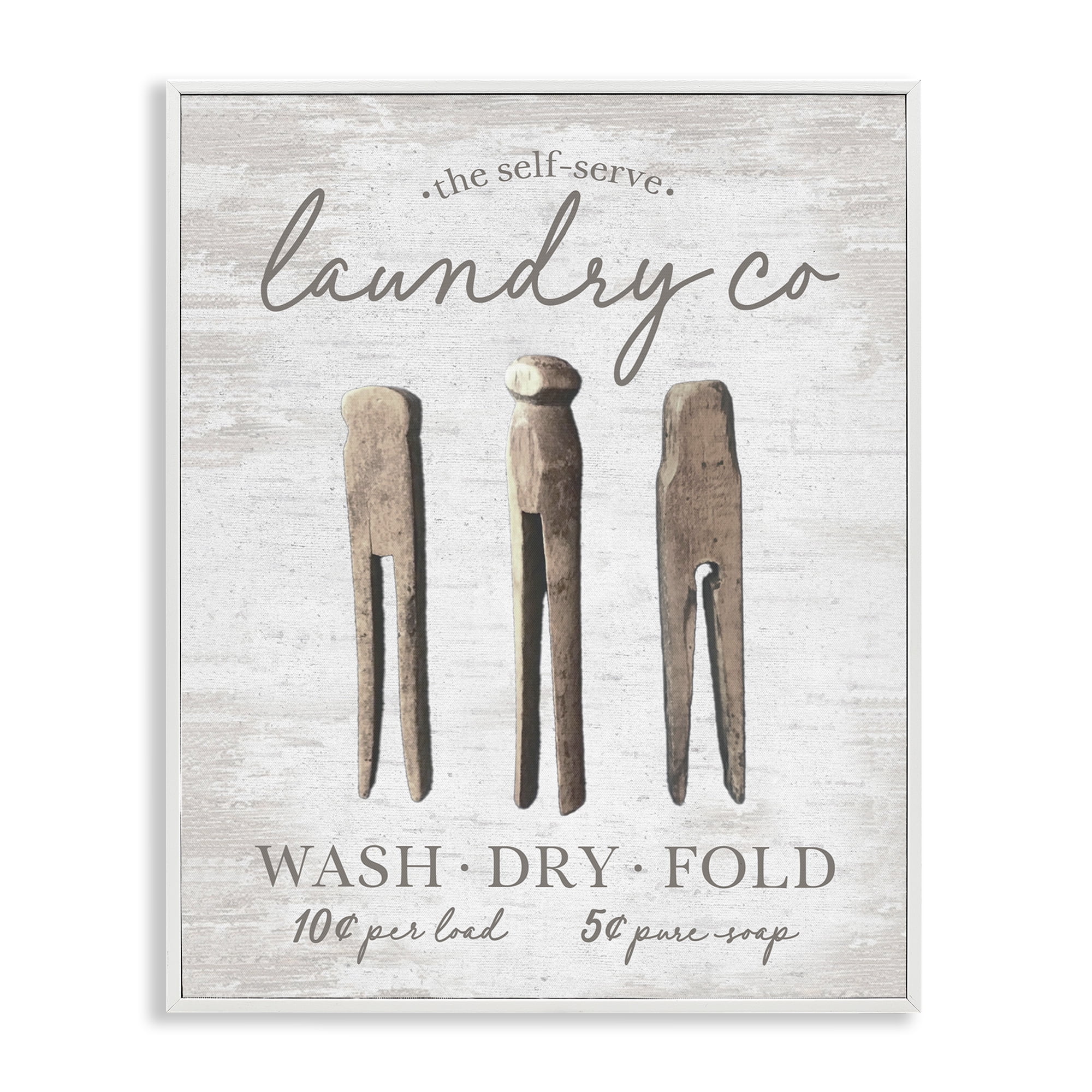 Stupell Industries Distressed Laundry Co Typography Painting White Framed Art Print Wall Art, 16 x 20