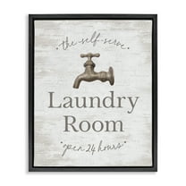 Stupell Industries Distressed Laundry Room Typography Painting Black Floater Framed Art Print Wall Art, 17 x 21