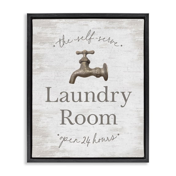 Stupell Industries Cottage Distressed Laundry Room Black Floating Frame Canvas Art, 17 x 21, by Lettered and Lined