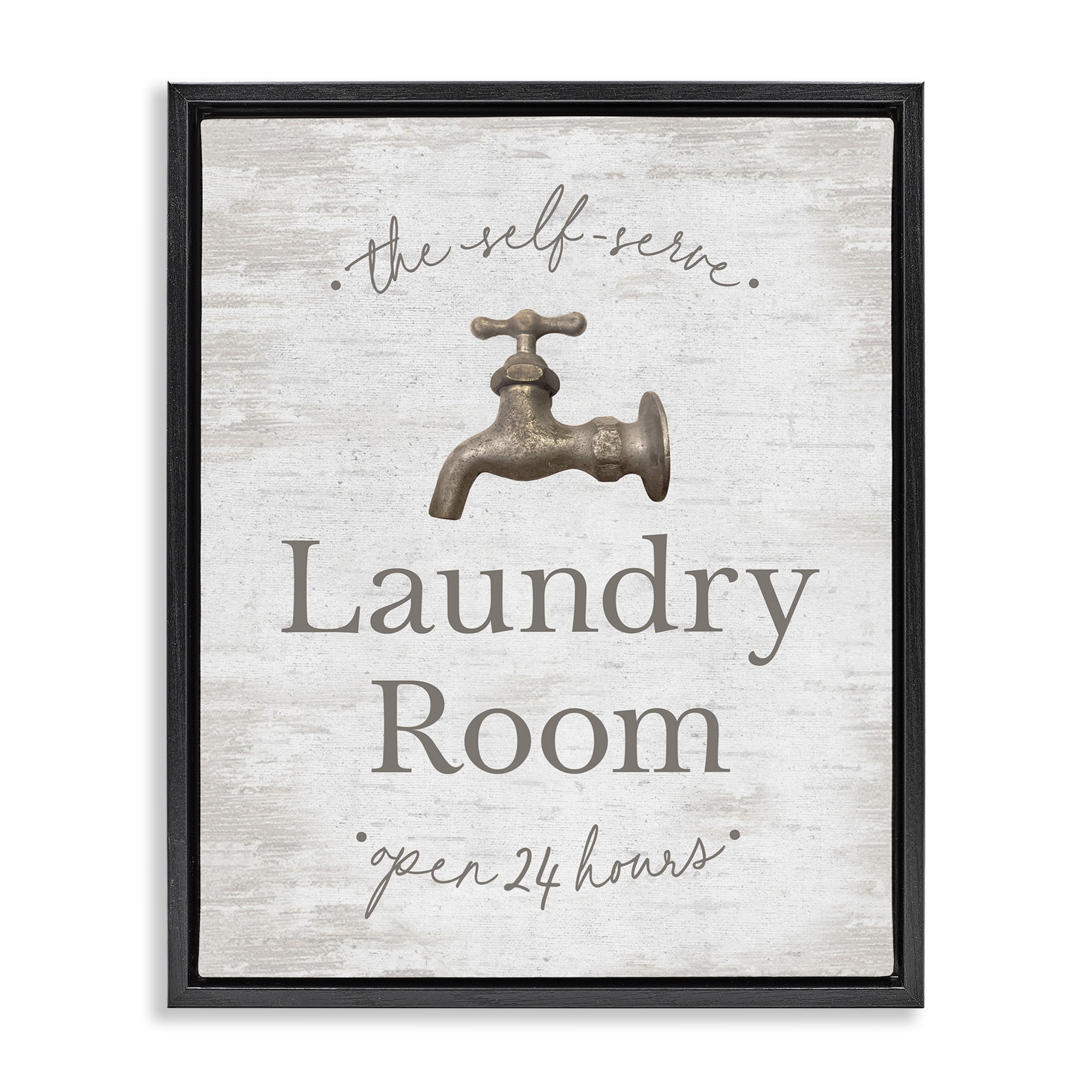 Stupell Industries Distressed Laundry Room Typography Painting Black Floater Framed Art Print Wall Art, 25 x 31