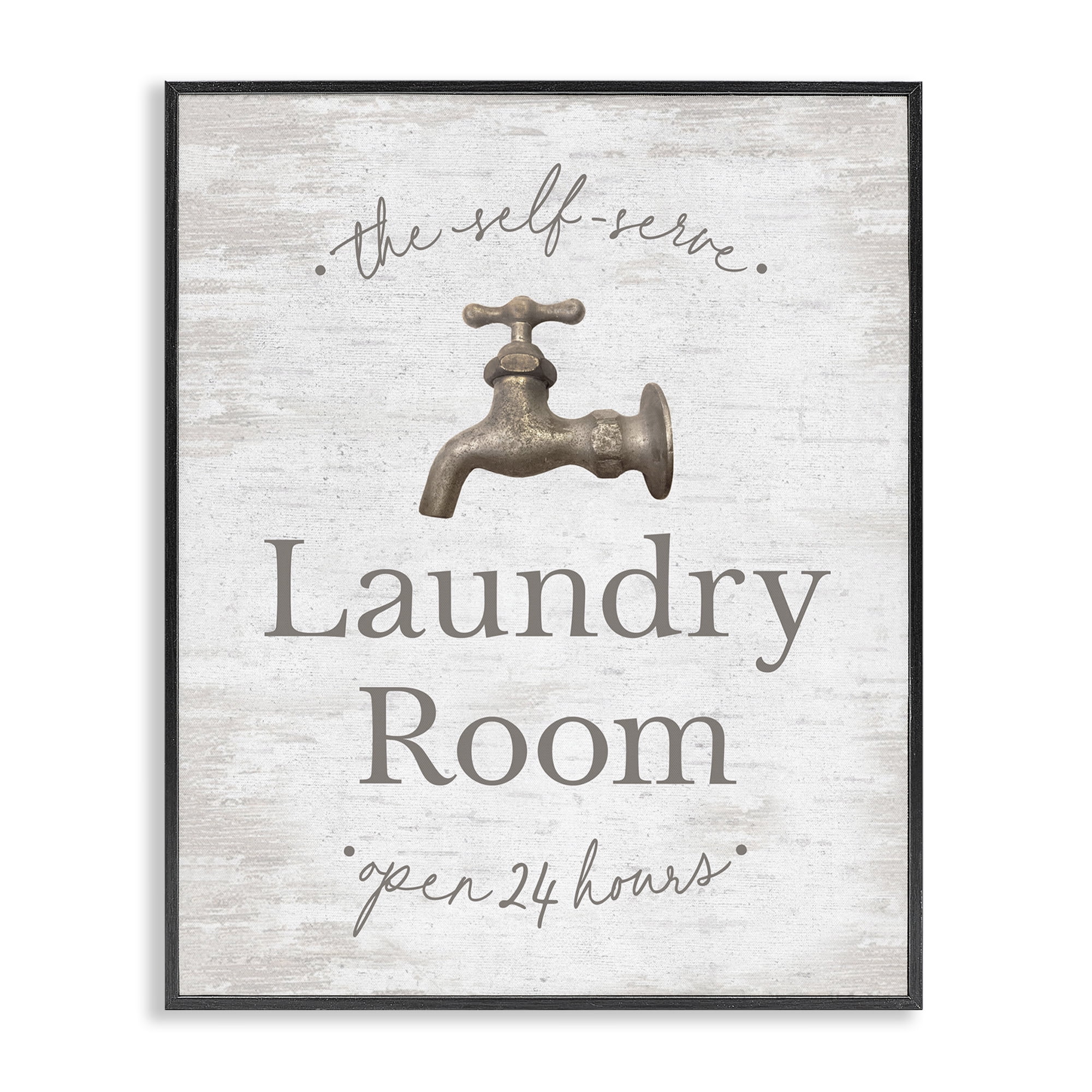 Stupell Industries Distressed Laundry Room Typography Painting Black Framed Art Print Wall Art, 16 x 20