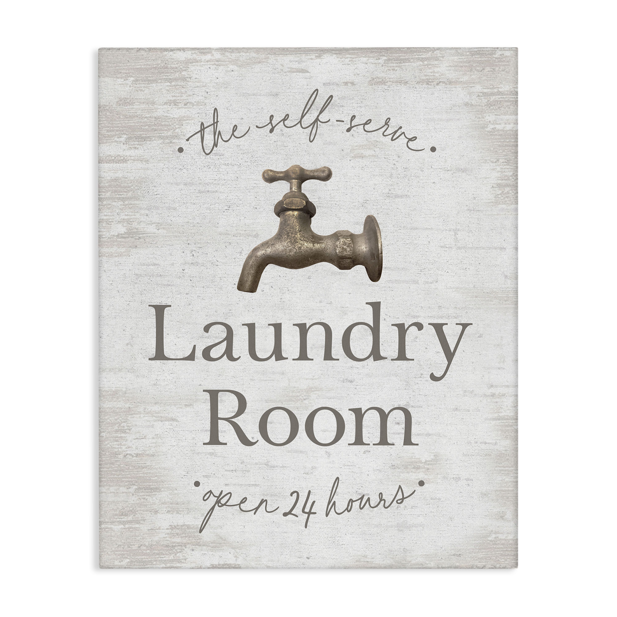 Stupell Industries Distressed Laundry Room Typography Painting Gallery Wrapped Canvas Art Print Wall Art, 16 x 20
