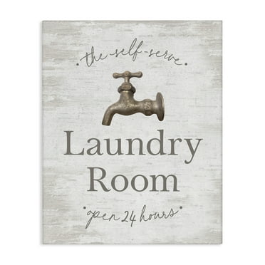 Stupell Industries Distressed Laundry Room Typography Painting Gallery Wrapped Canvas Art Print Wall Art, 16 x 20
