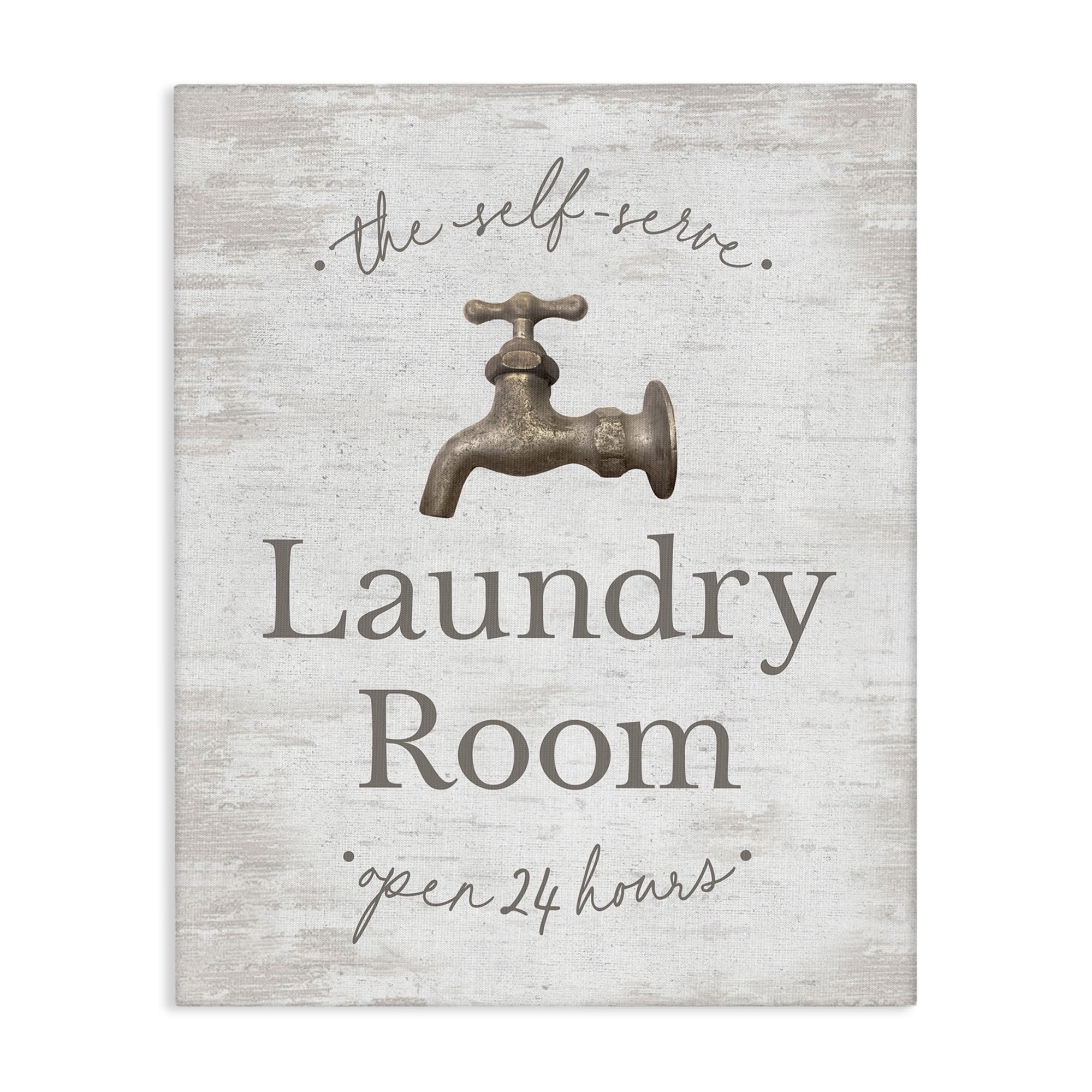 Stupell Industries Distressed Laundry Room Typography Painting Gallery Wrapped Canvas Art Print Wall Art, 36 x 48