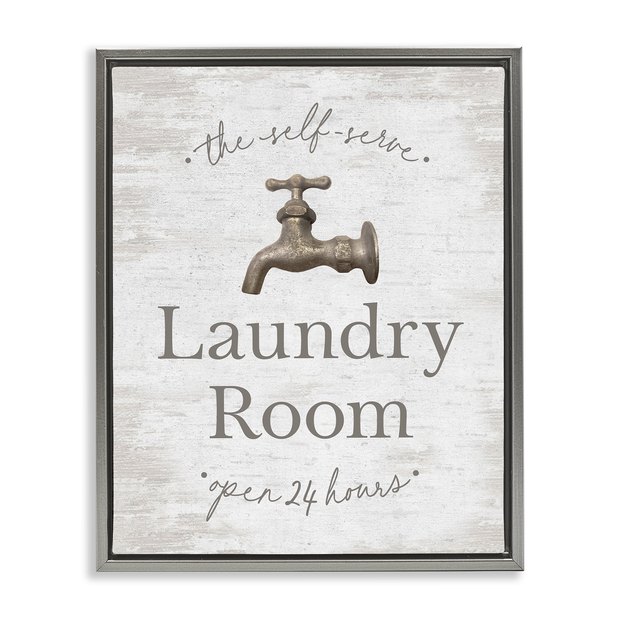 Stupell Industries Distressed Laundry Room Typography Painting Gray Floater Framed Art Print Wall Art, 25 x 31