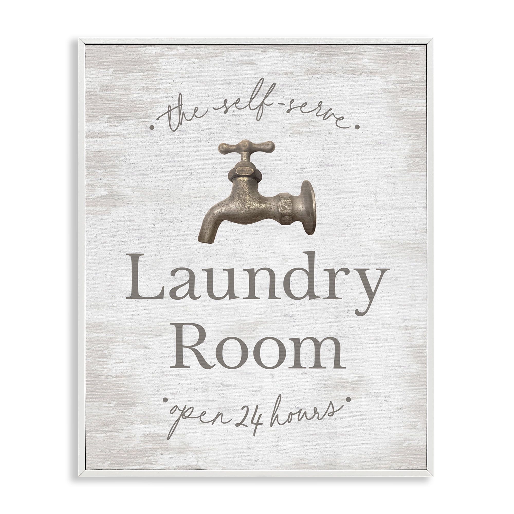 Stupell Industries Distressed Laundry Room Typography Painting White Framed Art Print Wall Art, 11 x 14
