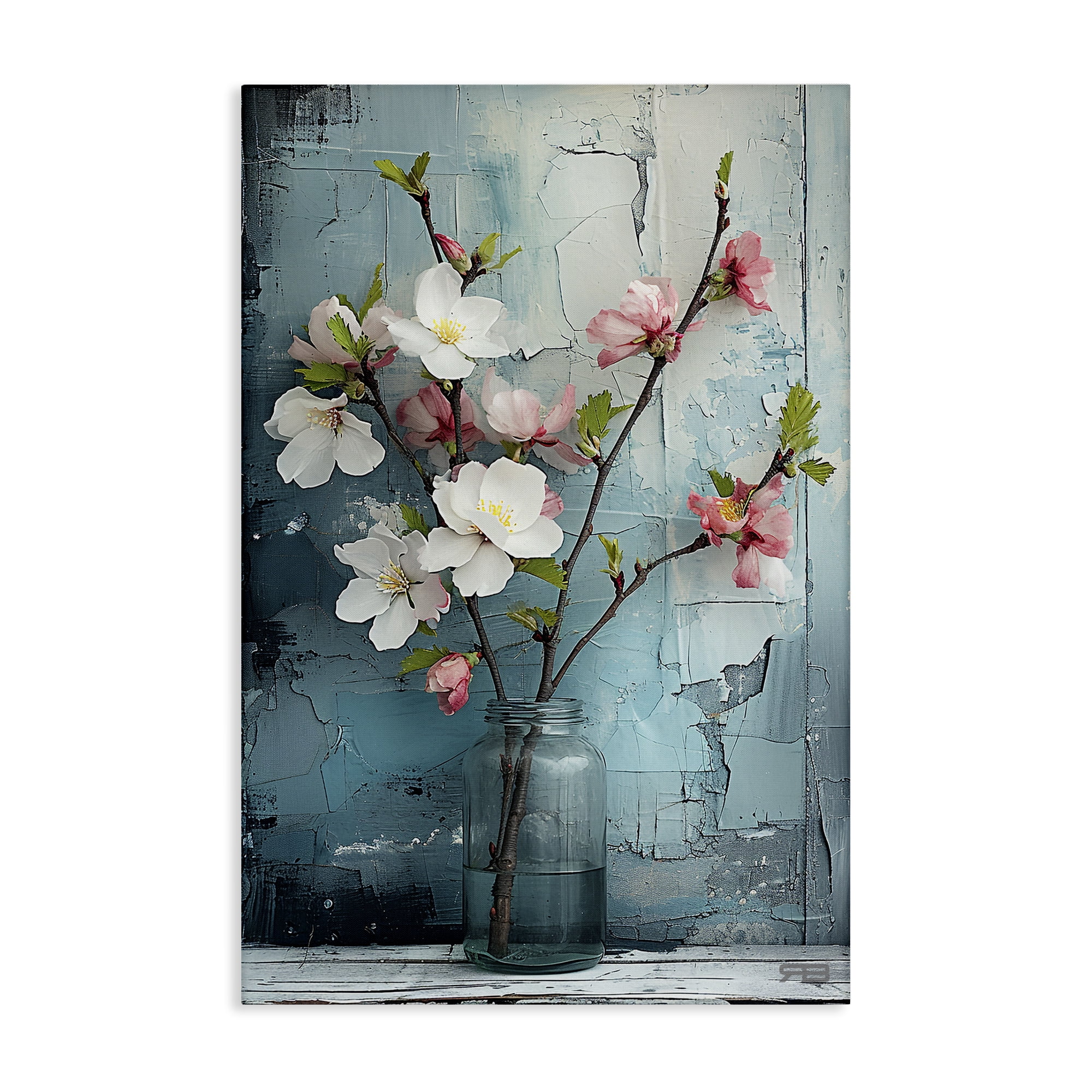 Stupell Industries Distressed Magnolia Vase Botanical & Floral Painting Gallery Wrapped Canvas Art Print Wall Art, 24 x 36