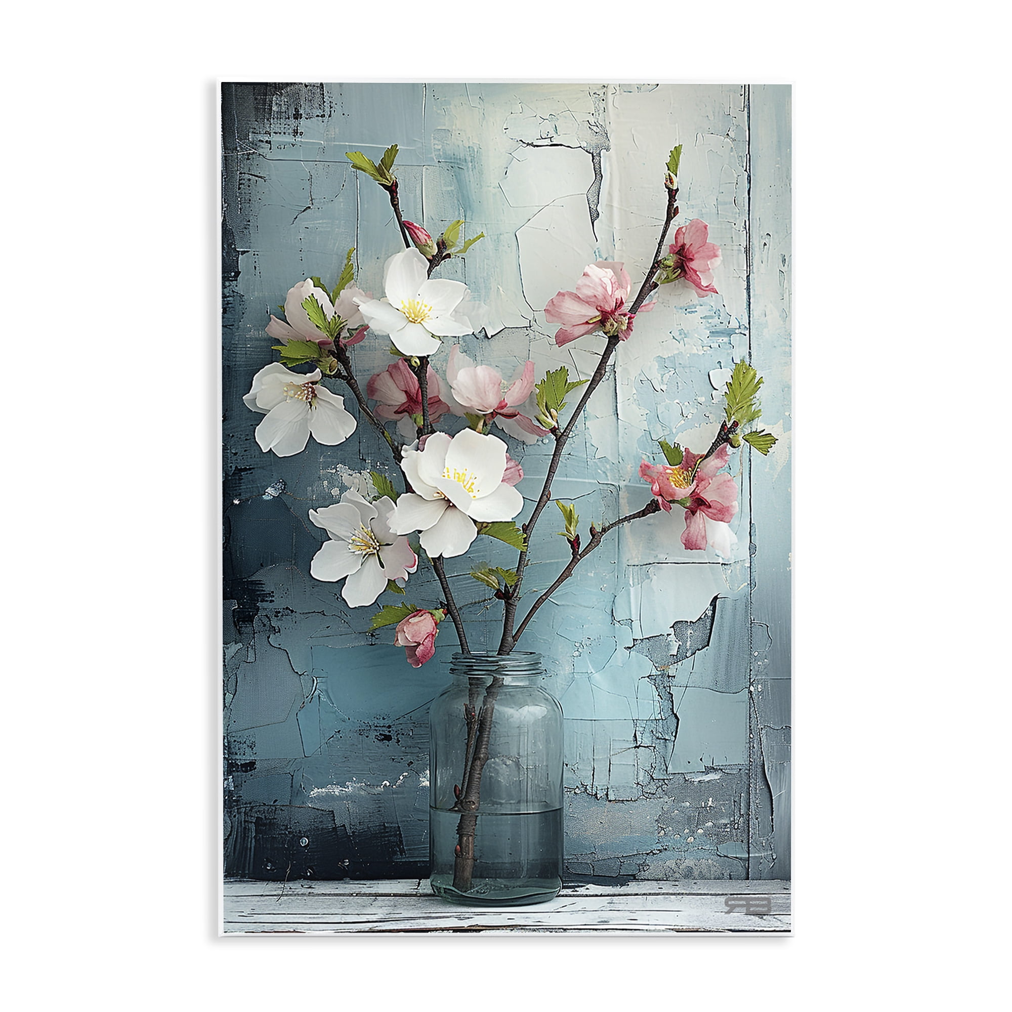 Stupell Industries Distressed Magnolia Vase Botanical & Floral Painting Unframed Art Print Wall Art, 13 x 19