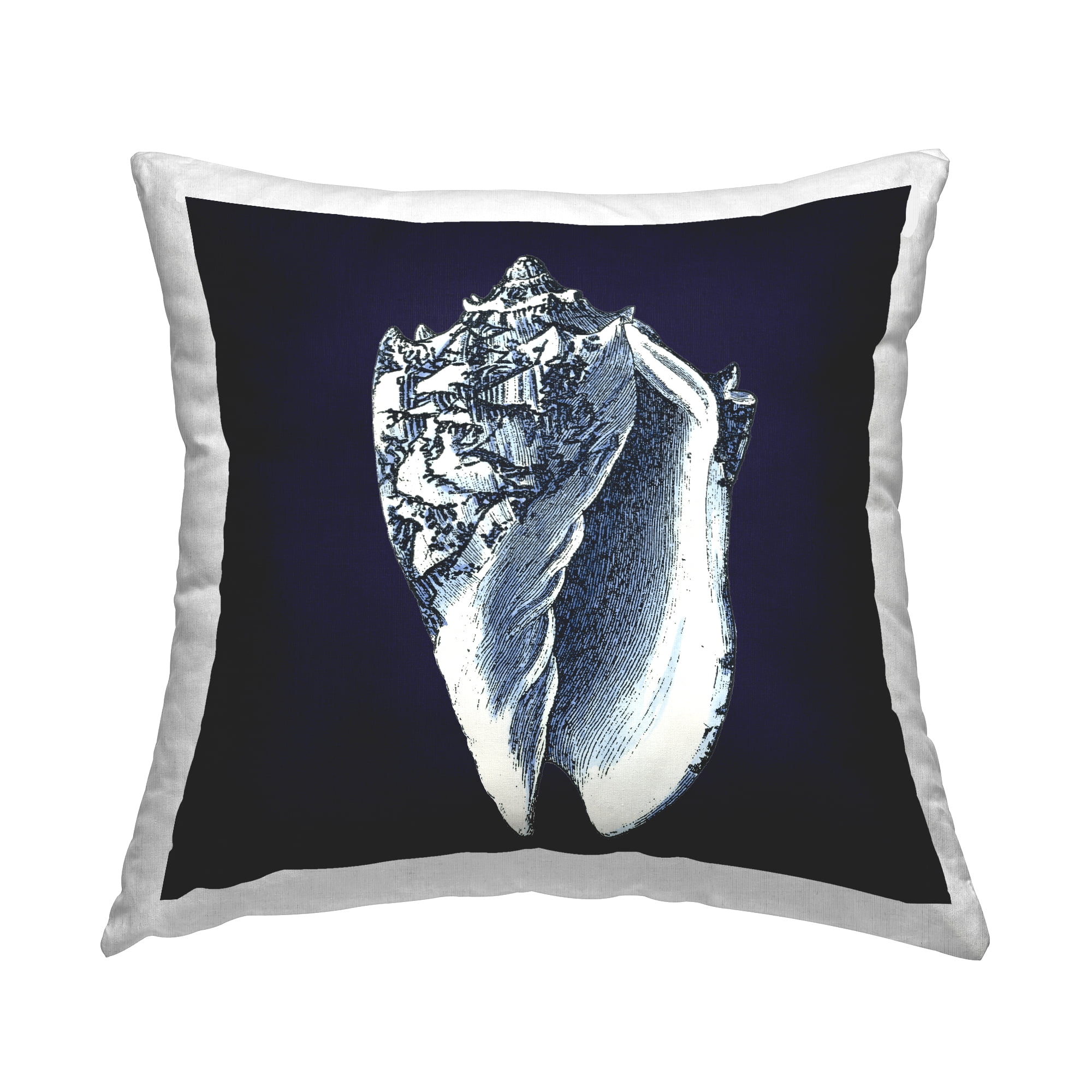 Stupell Industries Distressed Navy and White Conch Shell Coastal Blue,18 x 7 x 18 Decorative Pillows