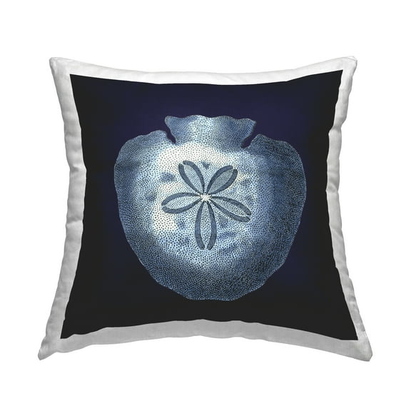 Stupell Industries Distressed Navy and White Sand Dollar Coastal Blue,18 x 7 x 18 Decorative Pillows