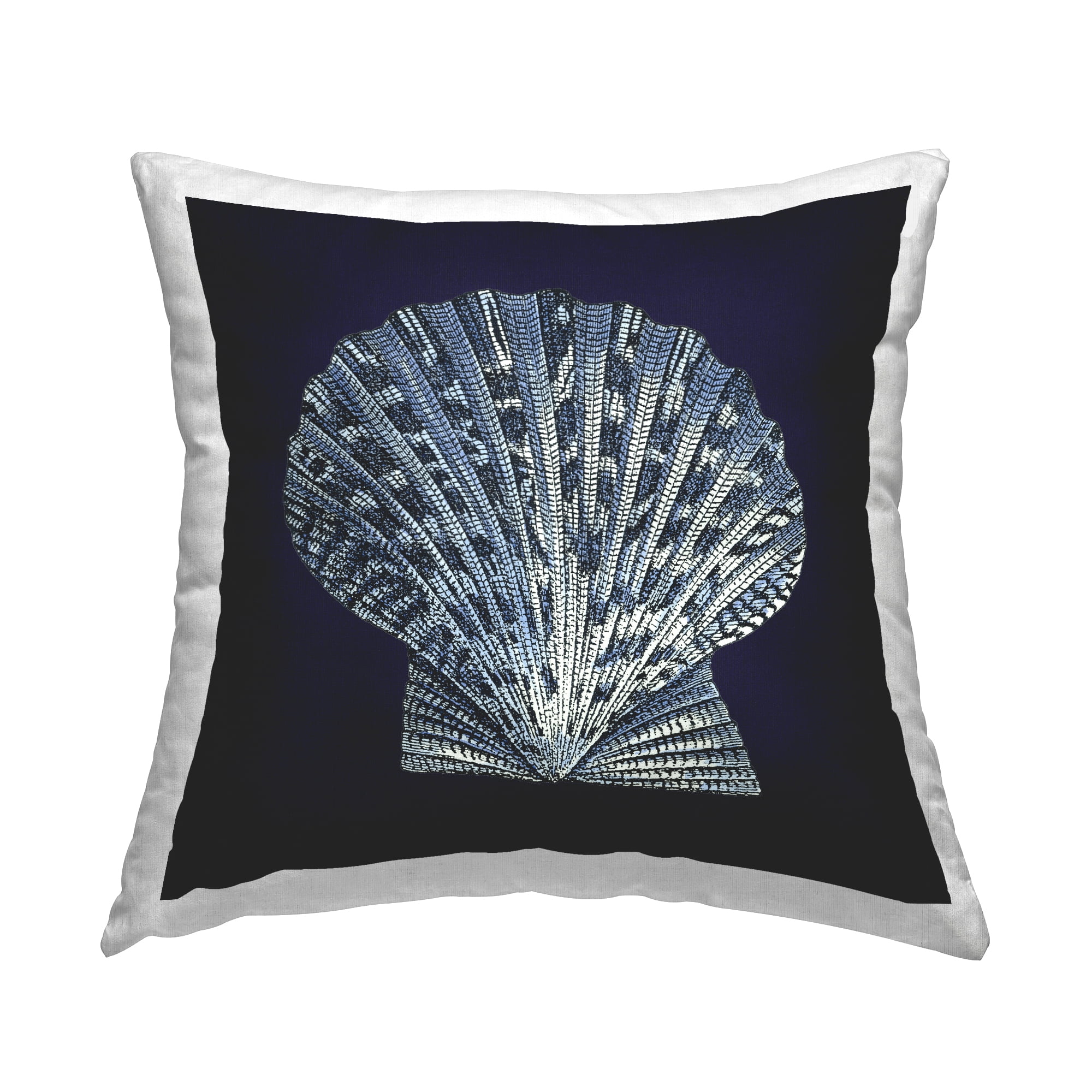 Stupell Industries Distressed Navy and White Scallop Shell Coastal Blue,18 x 7 x 18 Decorative Pillows