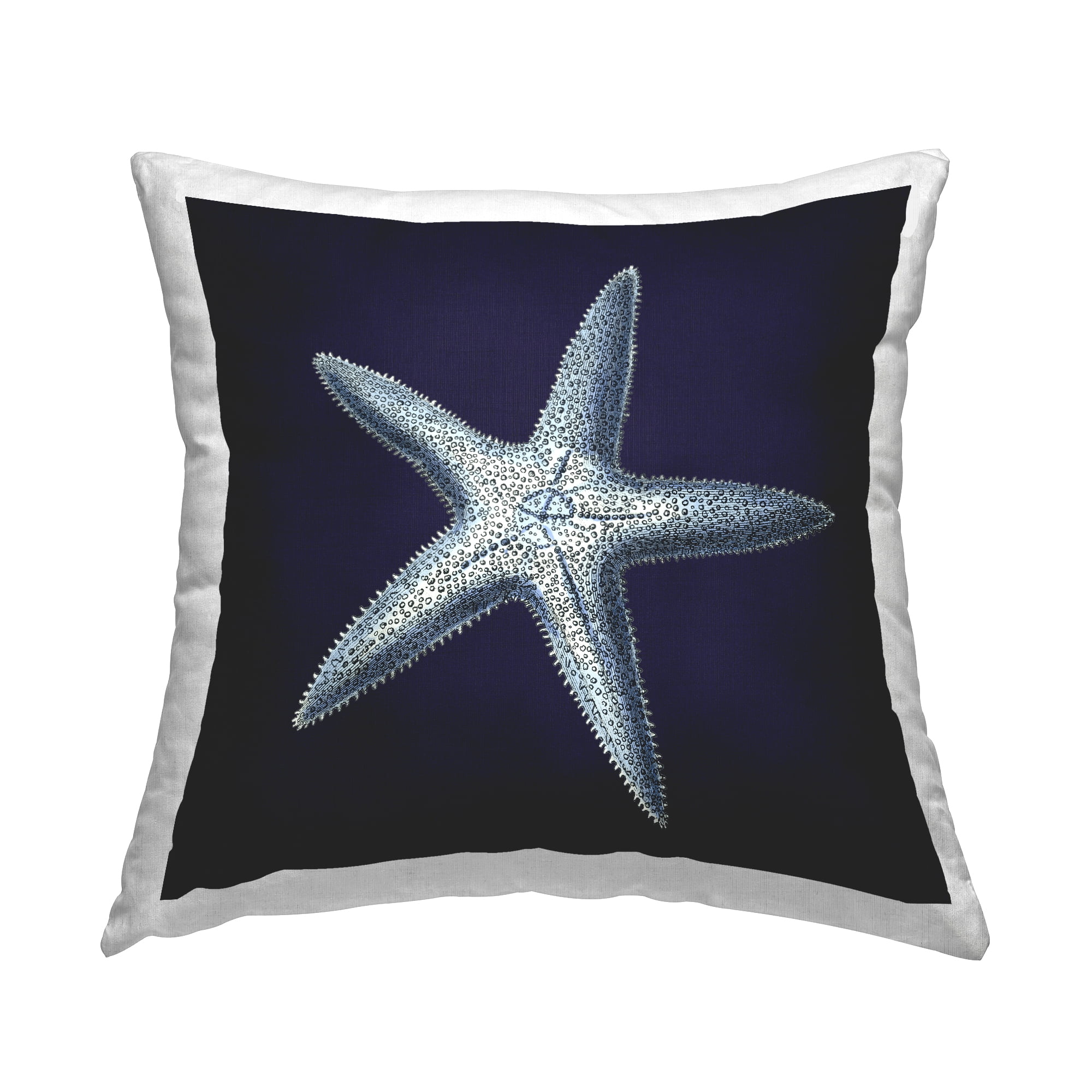 Stupell Industries Distressed Navy and White Starfish Coastal Blue,18 x 7 x 18 Decorative Pillows