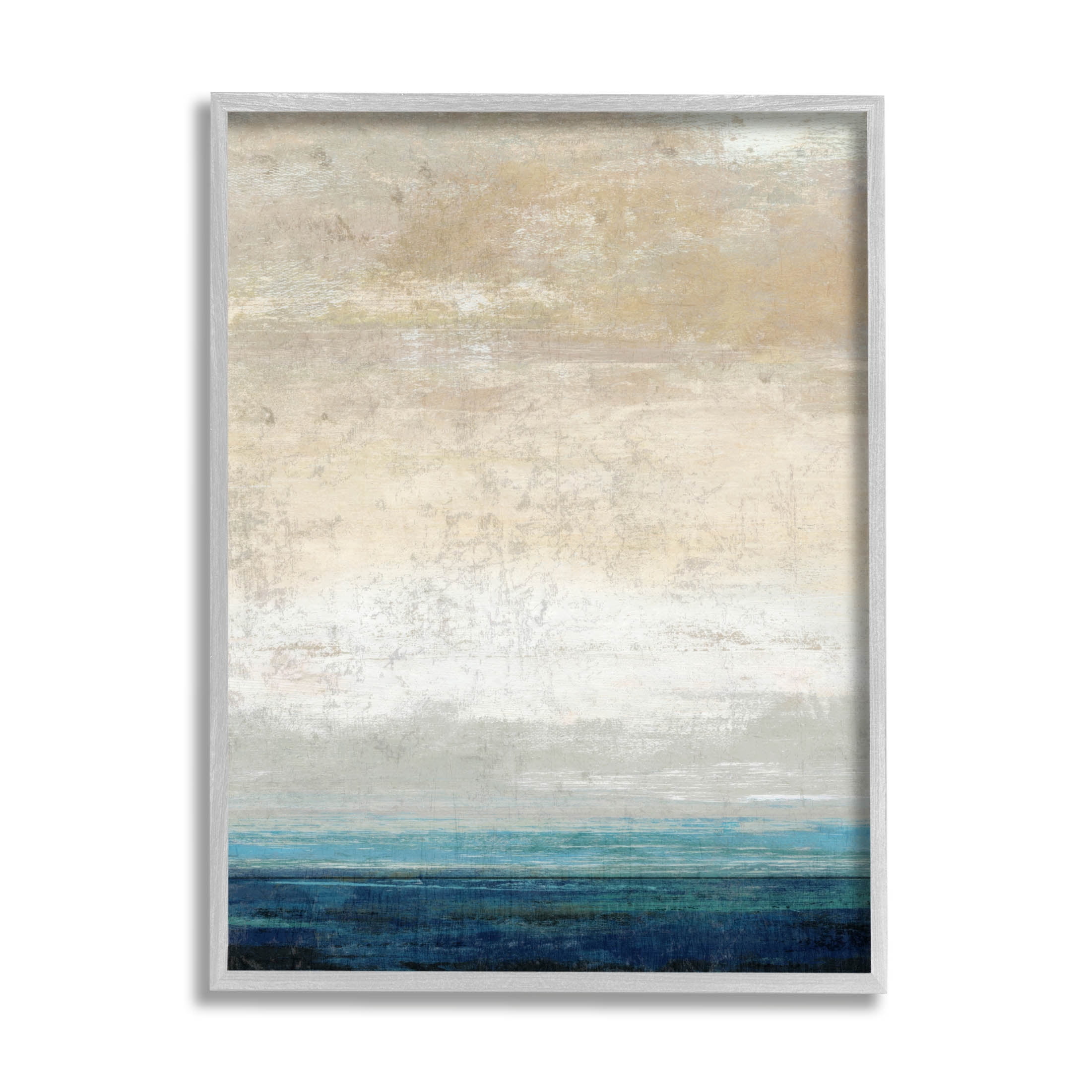 Stupell Industries Distressed Ocean Landscape Abstract Painting Gray Framed Art Print Wall Art, Design by Suzanne Nicoll