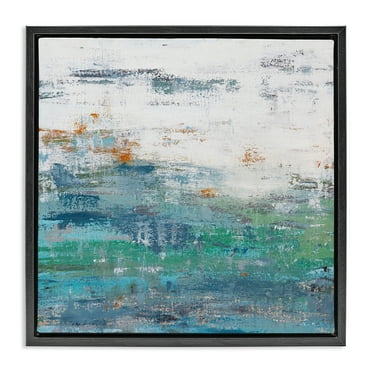 Stupell Industries Distressed Paint Gradient Abstract Painting Black Floater Framed Canvas Art Print Wall Art, 18 x 18