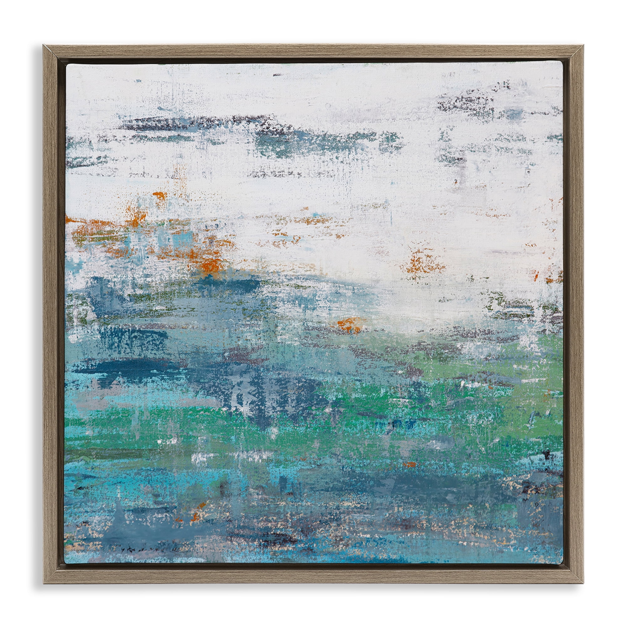 Stupell Industries Distressed Paint Gradient Abstract Painting Brown Floater Framed Canvas Art Print Wall Art, 18 x 18