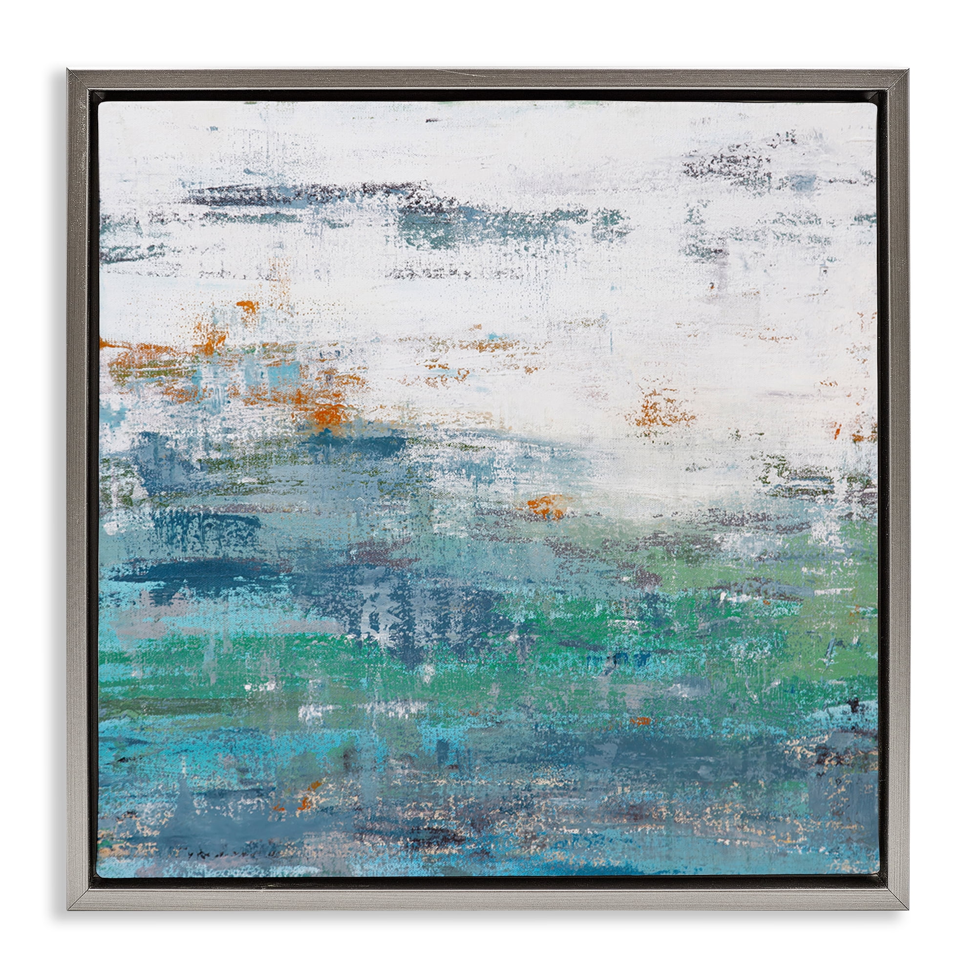 Stupell Industries Distressed Paint Gradient Abstract Painting Gray Floater Framed Canvas Art Print Wall Art, 18 x 18