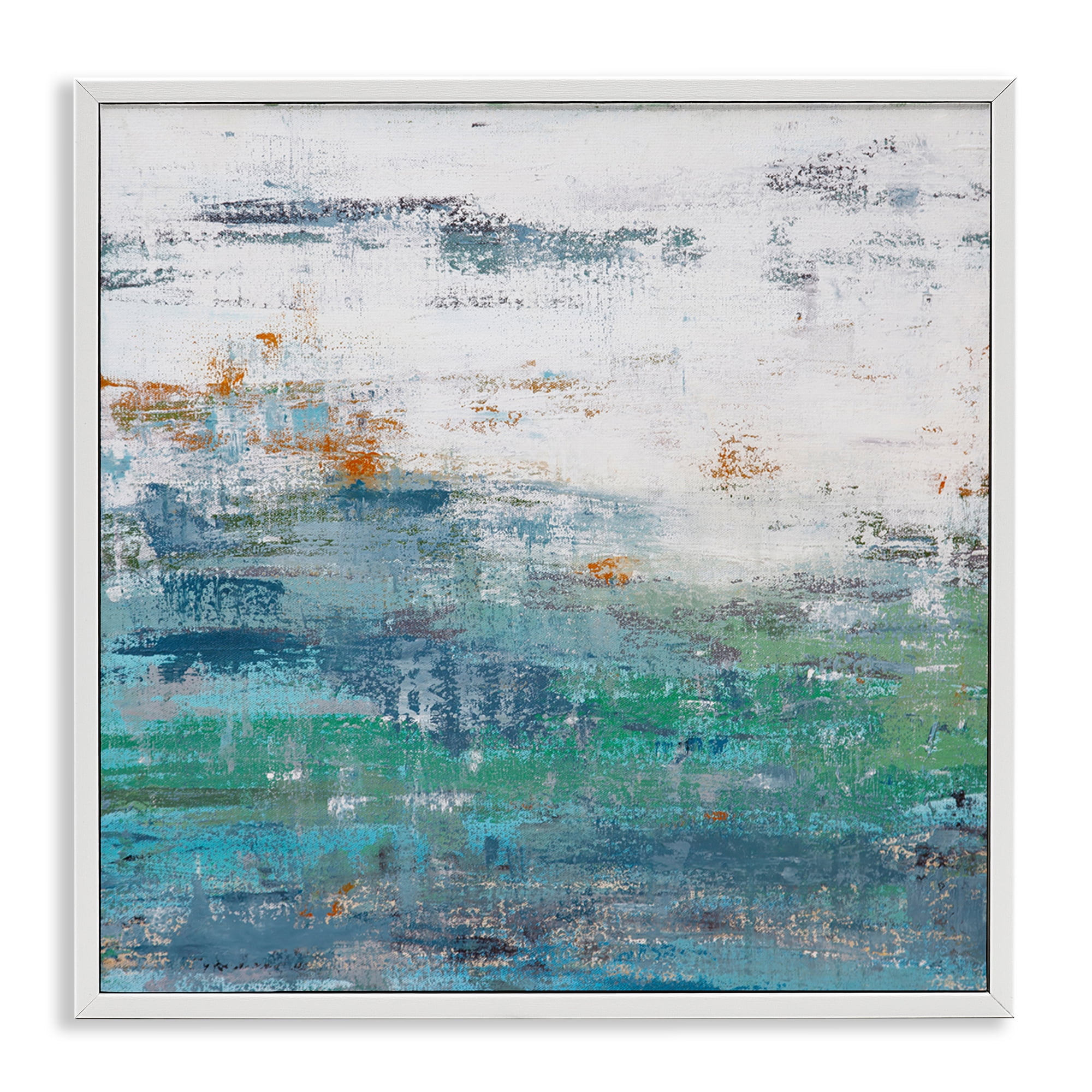 Stupell Industries Distressed Paint Gradient Abstract Painting White Framed Art Print Wall Art, 17 x 17