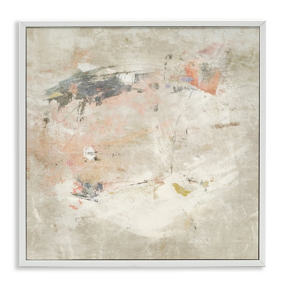 Stupell Industries Distressed Pale Neutrals Abstract Painting White Framed Art Print Wall Art, 12 x 12