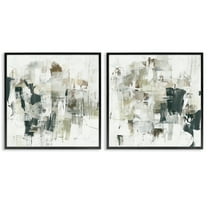 Stupell Industries Distressed Pale Paint Abstract Painting Black Framed Art Print Wall Art, 12 x 12, Set of 2