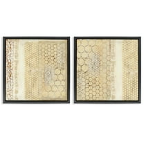 Stupell Industries Distressed Pale Yellow Circles Abstract Painting Black Floater Framed Canvas Art Print Wall Art, 18 x 18, Set of 2