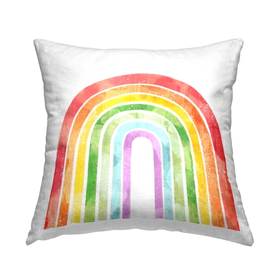 Stupell Industries Distressed Rainbow Arch Stripes Square Decorative Printed Throw Pillow, 18 x 18,