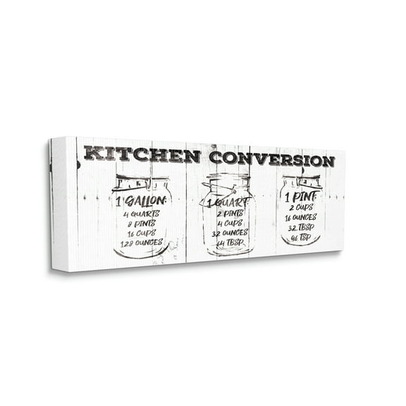 Stupell Industries Distressed Rustic Kitchen Conversion Chart Vintage Pickle Jars, 10 x 24, Designed by Jace Grey