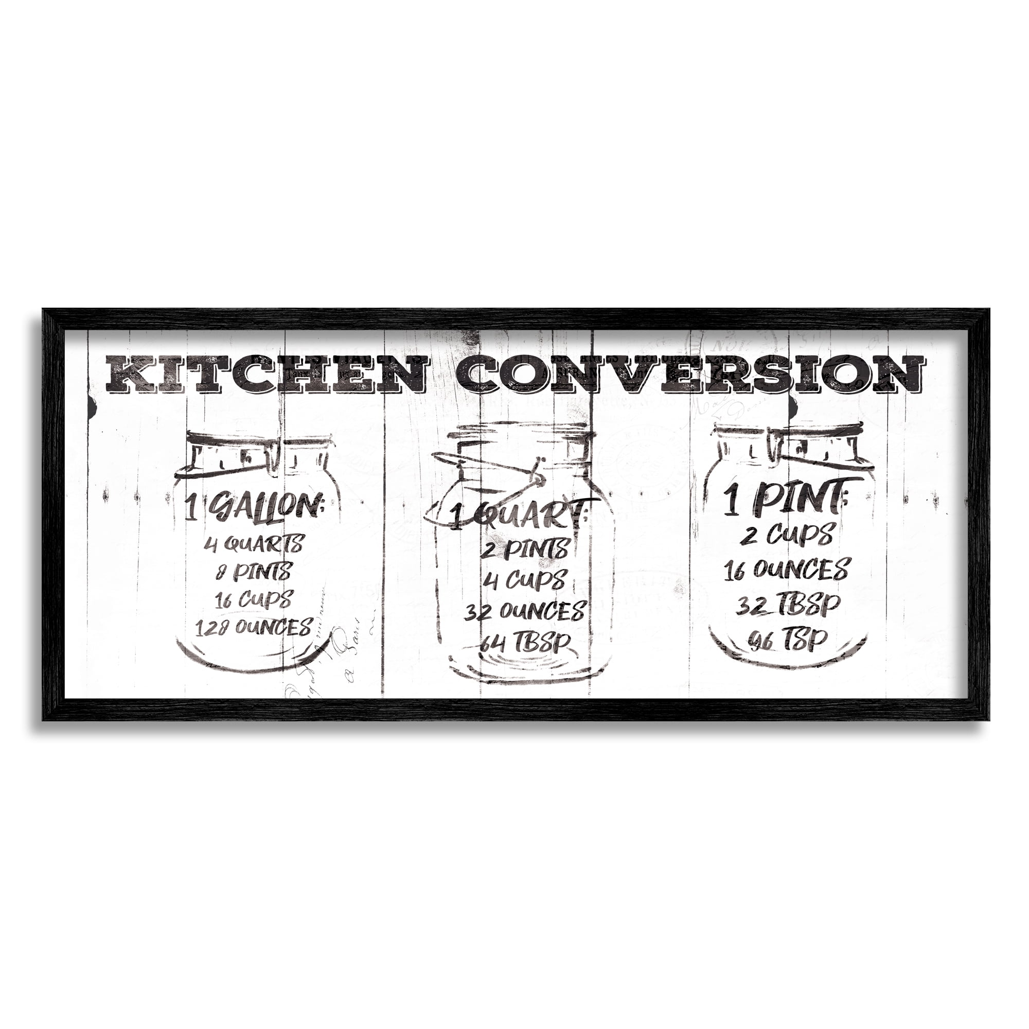 Stupell Industries Distressed Rustic Kitchen Conversion Chart Vintage Pickle Jars, 13 x 30, Designed by Jace Grey