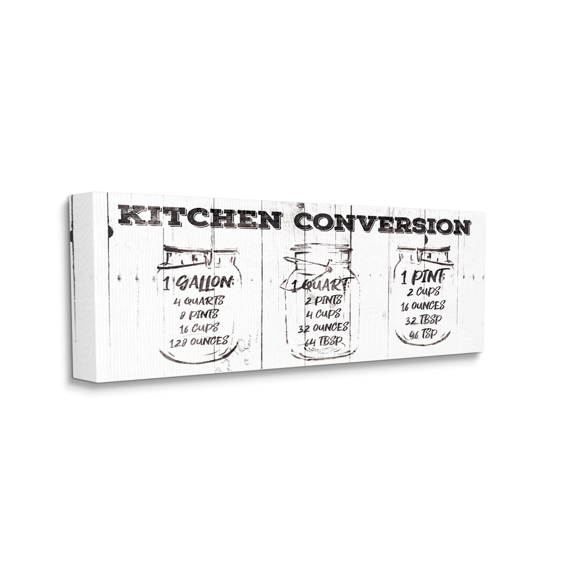 Stupell Industries Distressed Rustic Kitchen Conversion Chart Vintage Pickle Jars, 13 x 30, Designed by Jace Grey