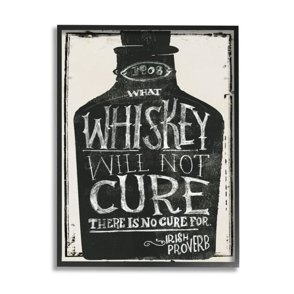 Stupell Industries Distressed Rustic What Whiskey Won't Cure Phrase Design by Jennifer Paxton Parker, 16" x 20", Black Framed