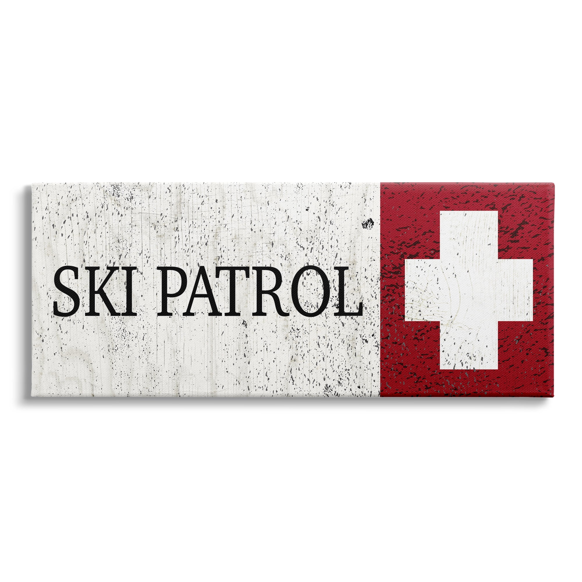 Stupell Industries Distressed Ski Patrol Sign Rustic Grain Pattern, 24 x 10, Design by Valerie Wieners