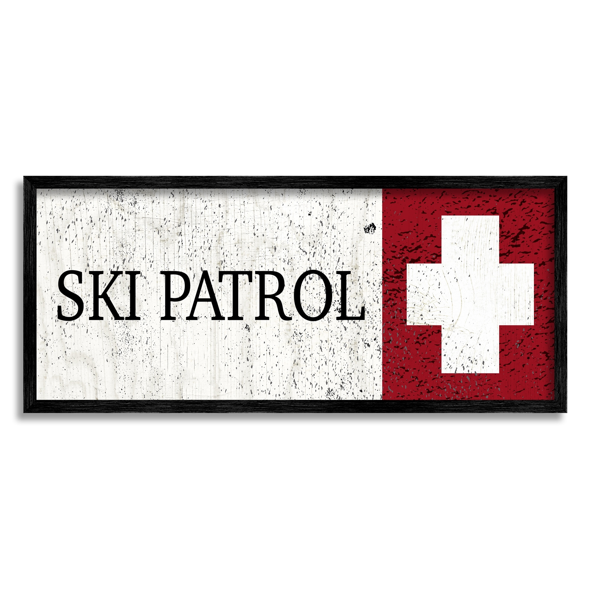 Stupell Industries Distressed Ski Patrol Sign Rustic Grain Pattern, 30 x 13, Design by Valerie Wieners