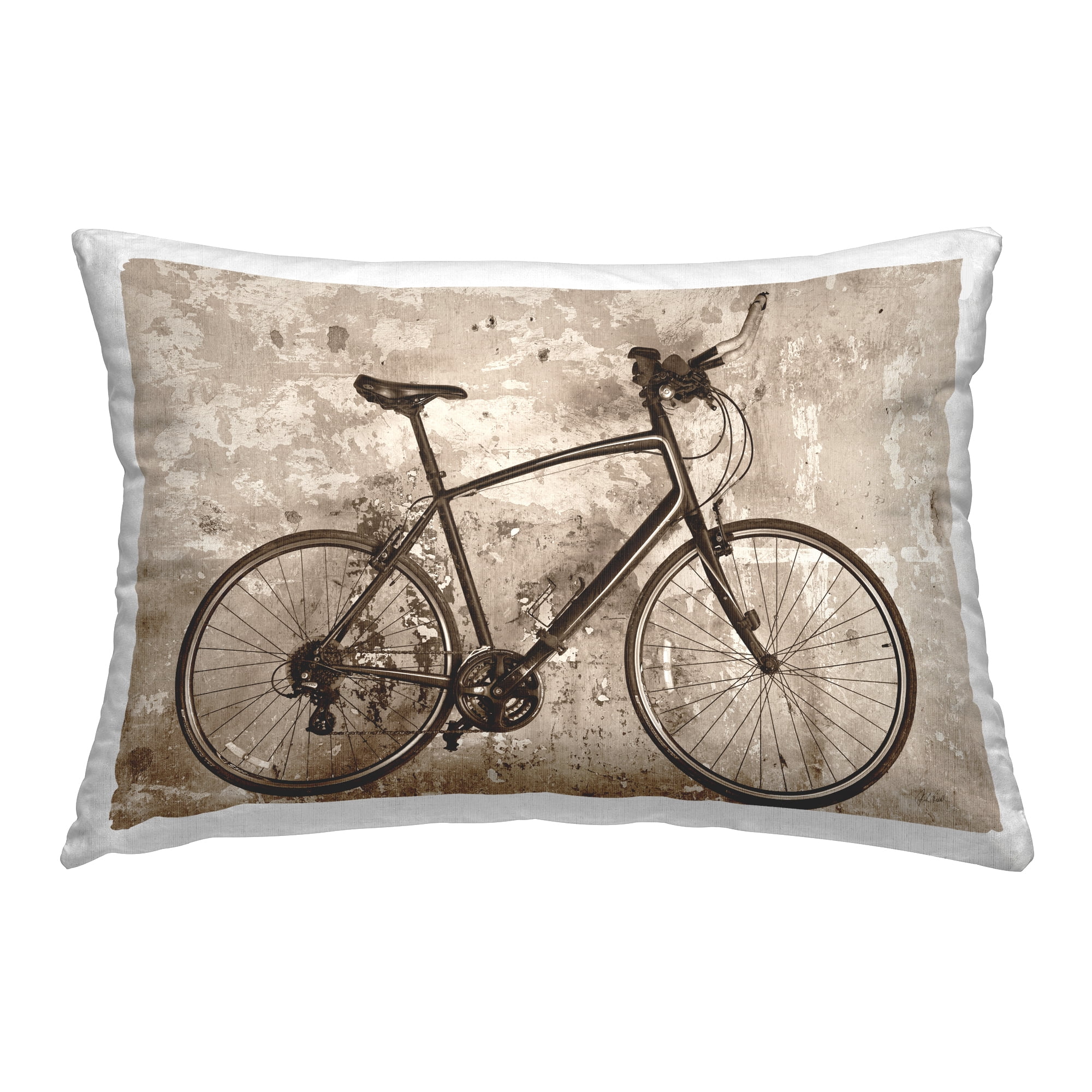Stupell Industries Distressed Vintage Bike Decorative Printed Throw Pillow Design by Deborah Revell.