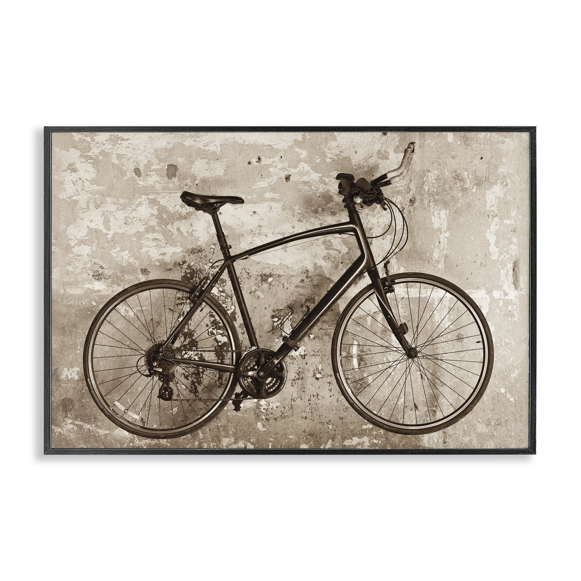 Stupell Industries Distressed Vintage Bike Transportation Painting Black Framed Art Print Wall Art, 18 x 12