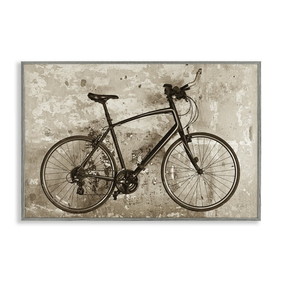 Stupell Industries Distressed Vintage Bike Transportation Painting Gray Framed Art Print Wall Art, 24 x 16