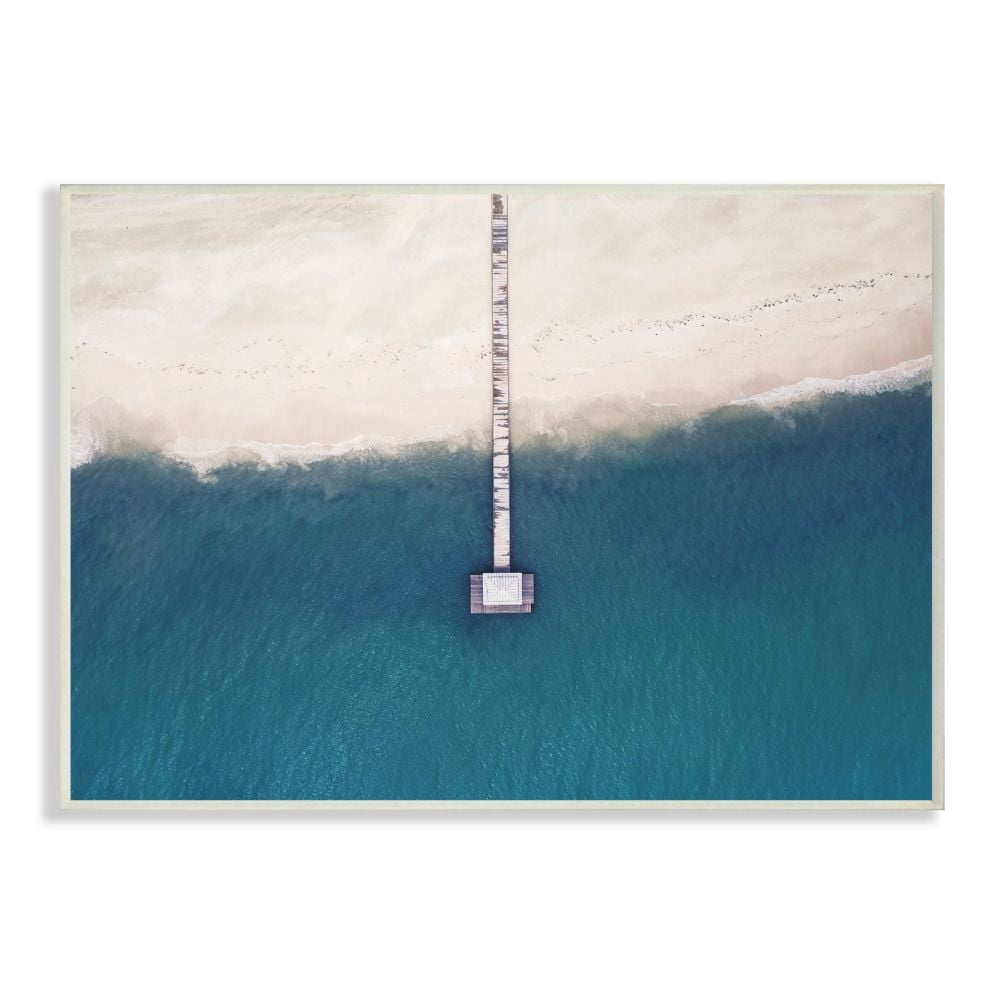 Stupell Industries Distressed Wood Wharf Over Nautical Beach Coastline Wall Plaque Design by Seven Trees Design, 10" x 15"