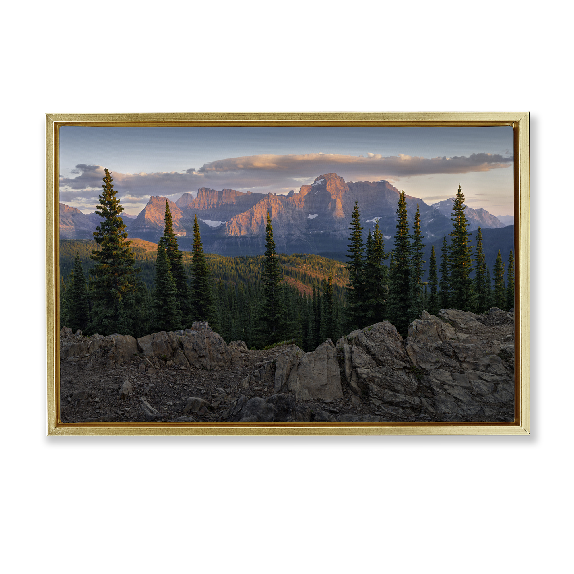 Stupell Industries Diurnal Mountain Scenery Landscape Photography Gold Floater Framed Art Print Wall Art, 25 x 17