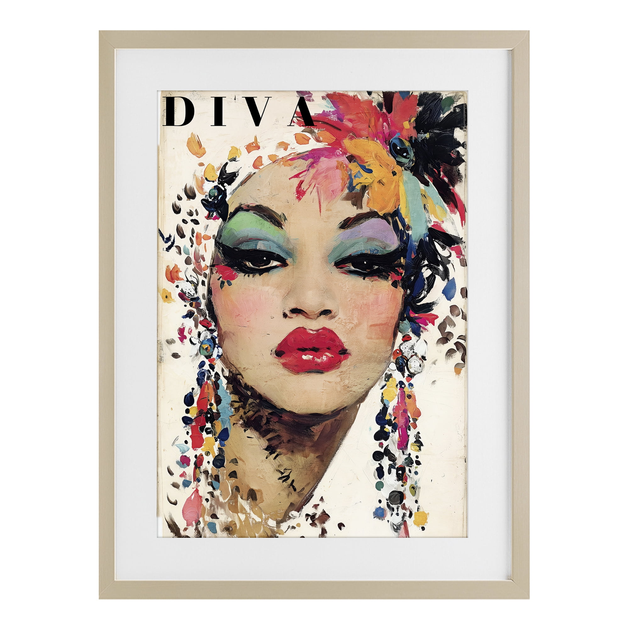 Stupell Industries Diva Fashion Portrait Birch Framed Print Under Glass, design by Annabelle Hall