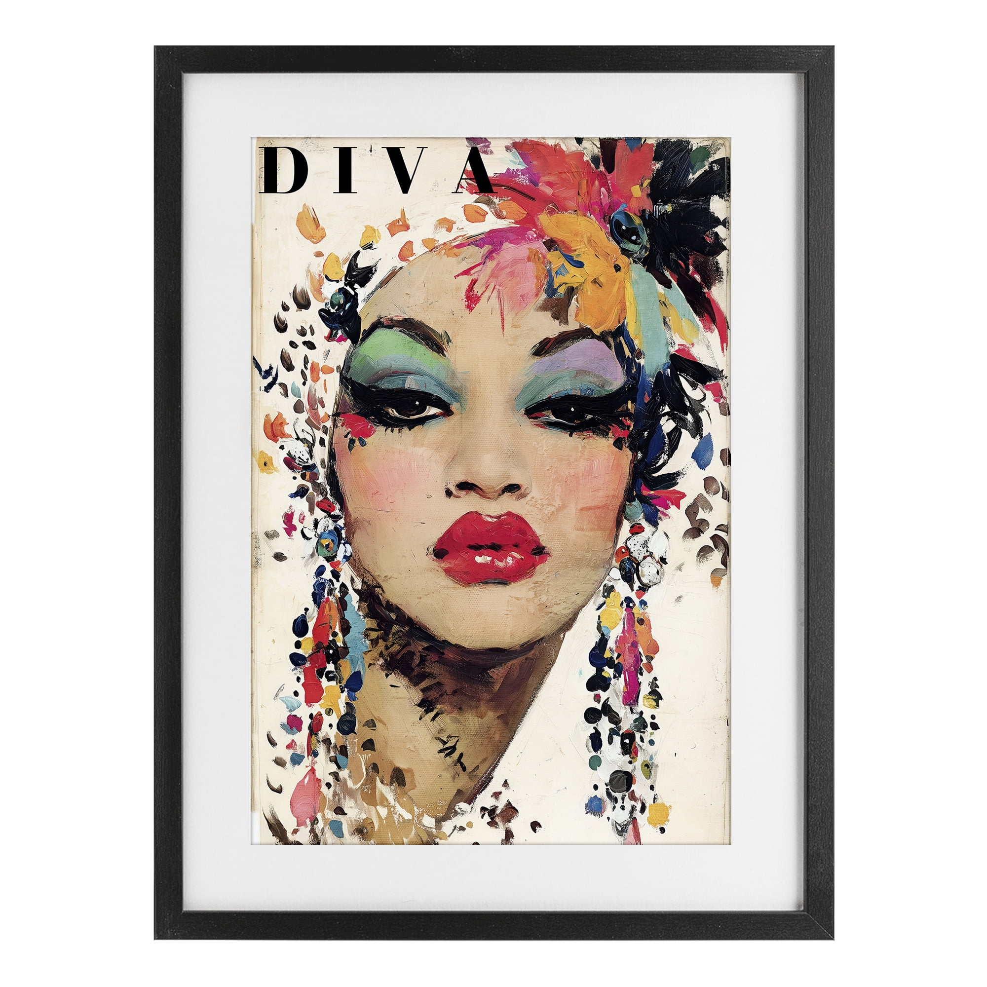 Stupell Industries Diva Fashion Portrait Black Framed Print Under Glass, design by Annabelle Hall