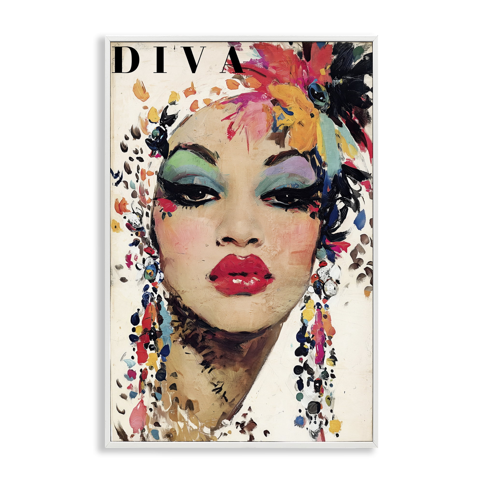 Stupell Industries Diva Fashion Portrait White Framed Giclee Art, design by Annabelle Hall