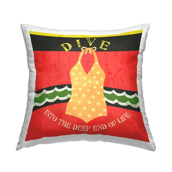 Stupell Industries Dive Rustic Swimsuit Decorative Printed Throw Pillow Design by Andrea Tachiera