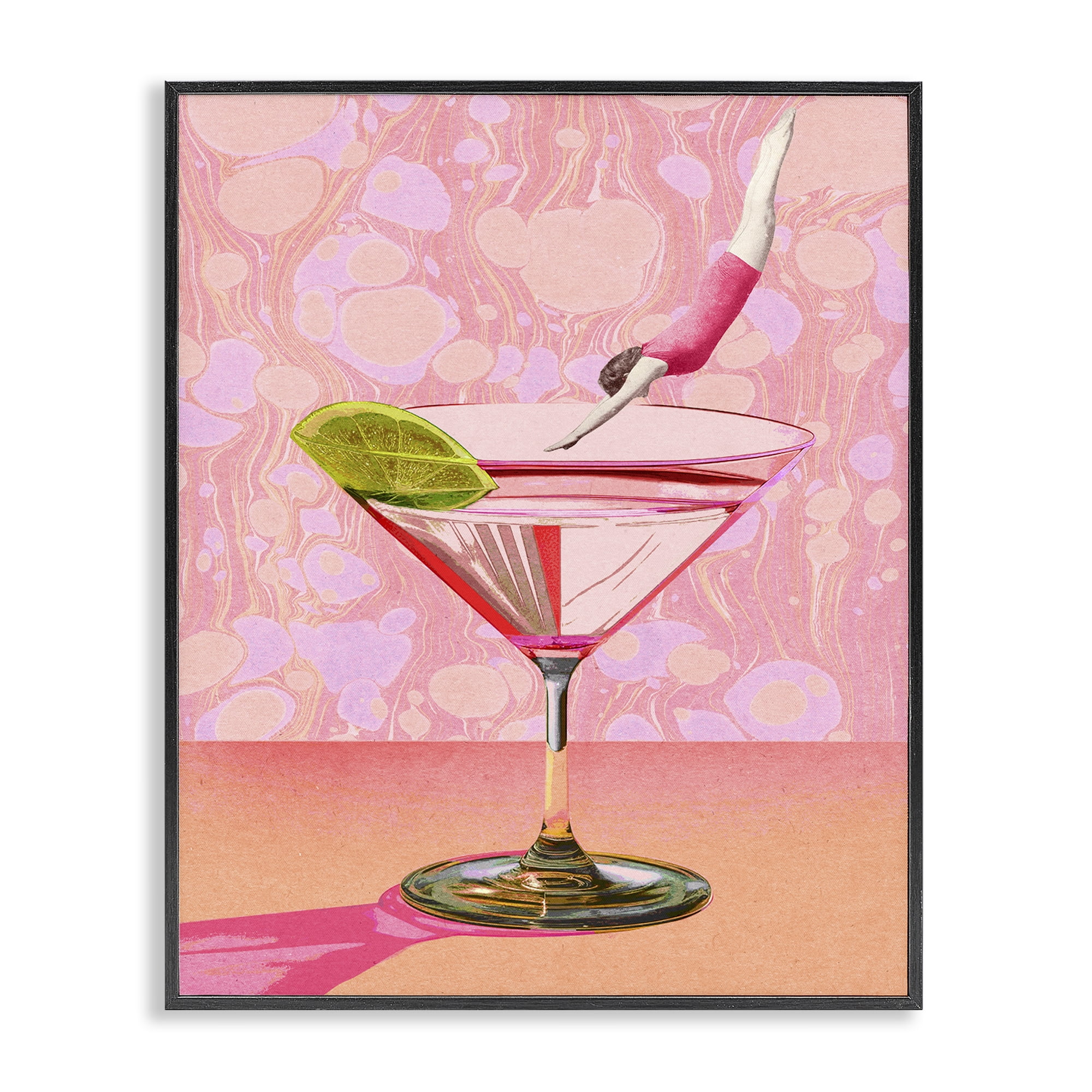 Stupell Industries Diver in Cocktail Food & Beverage Painting Black Framed Art Print Wall Art, 16 x 20