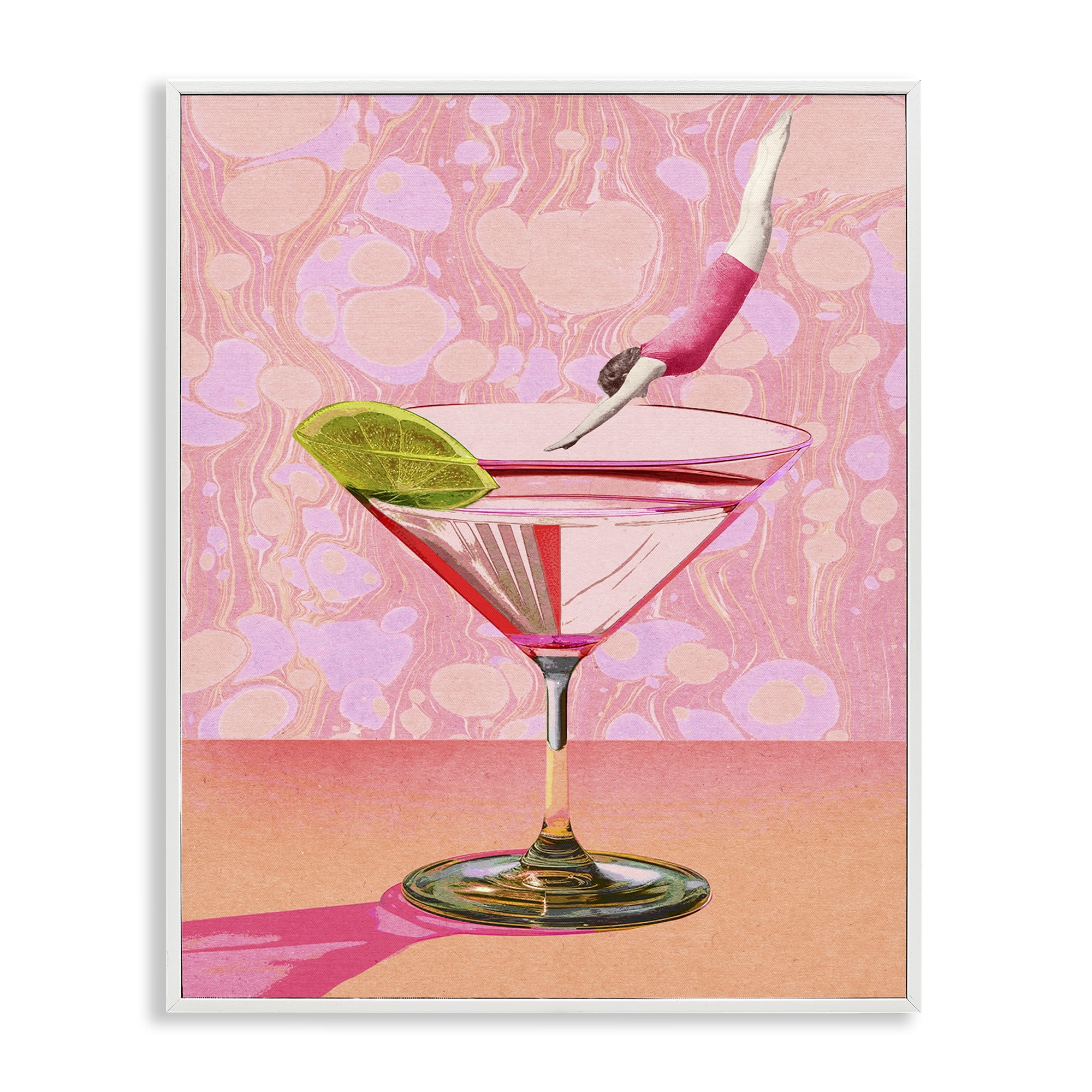 Stupell Industries Diver in Cocktail Food & Beverage Painting White Framed Art Print Wall Art, 24 x 30