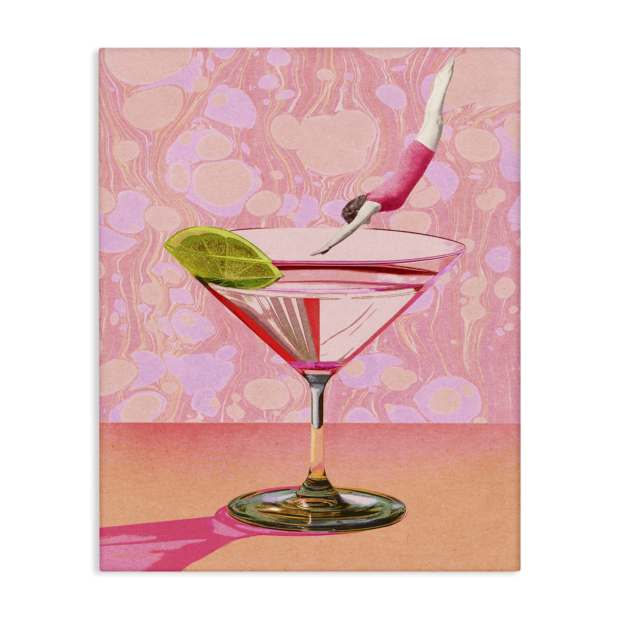 Stupell Industries Diver in Cocktail Food & Beverage Painting Wrapped Canvas Art Print Wall Art, 16 x 20
