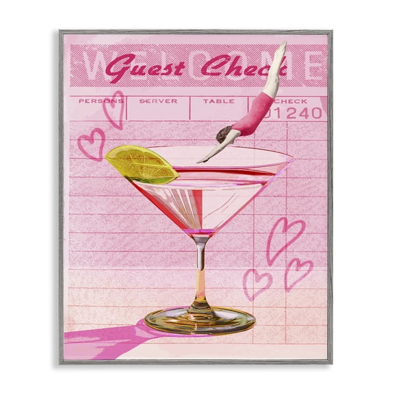 Stupell Industries Diver into Cocktail Guest Check Food & Beverage Painting Gray Framed Art Print Wall Art, 11 x 14