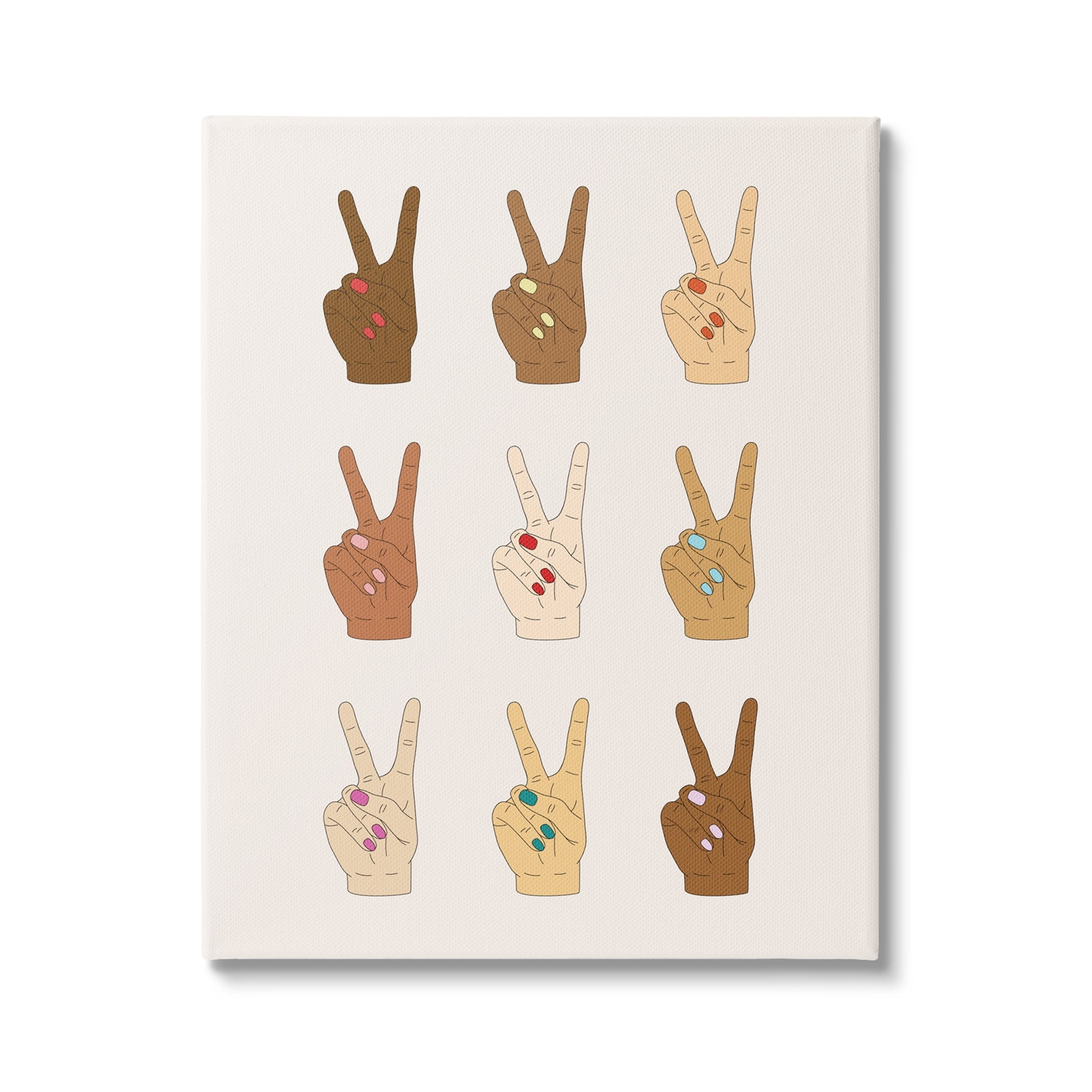 Stupell Industries Diversity Inclusion Hand Peace Sign Painted Nails,30 x 40, Design by JJ Design House LLC