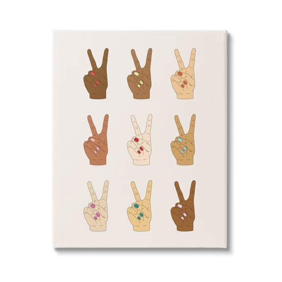 Stupell Industries Diversity Inclusion Hand Peace Sign Painted Nails,30 x 40, Design by JJ Design House LLC