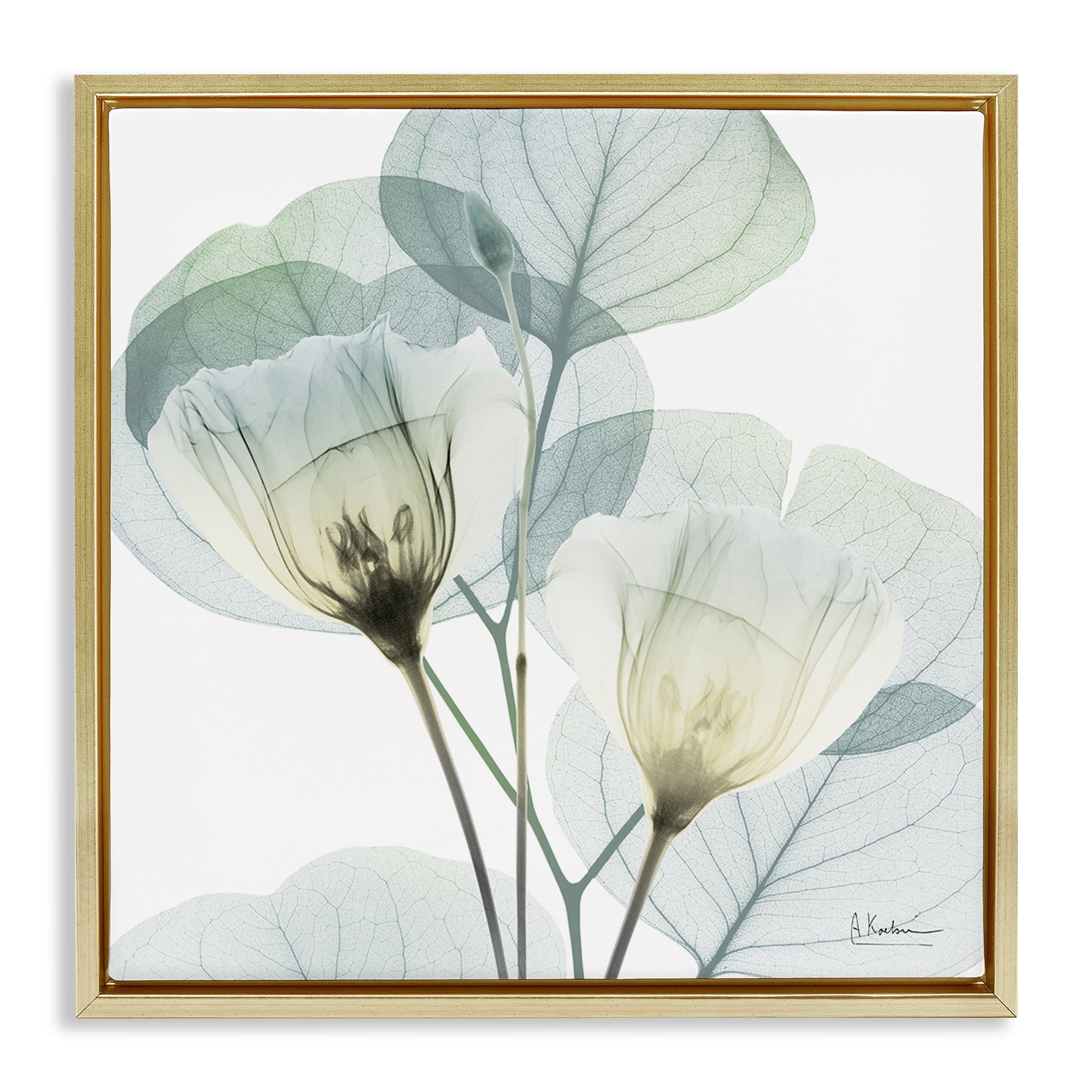 Stupell Industries Divine Fate Flower Leaves Gold Framed Floater Canvas Wall Art, design by Albert Koetsier