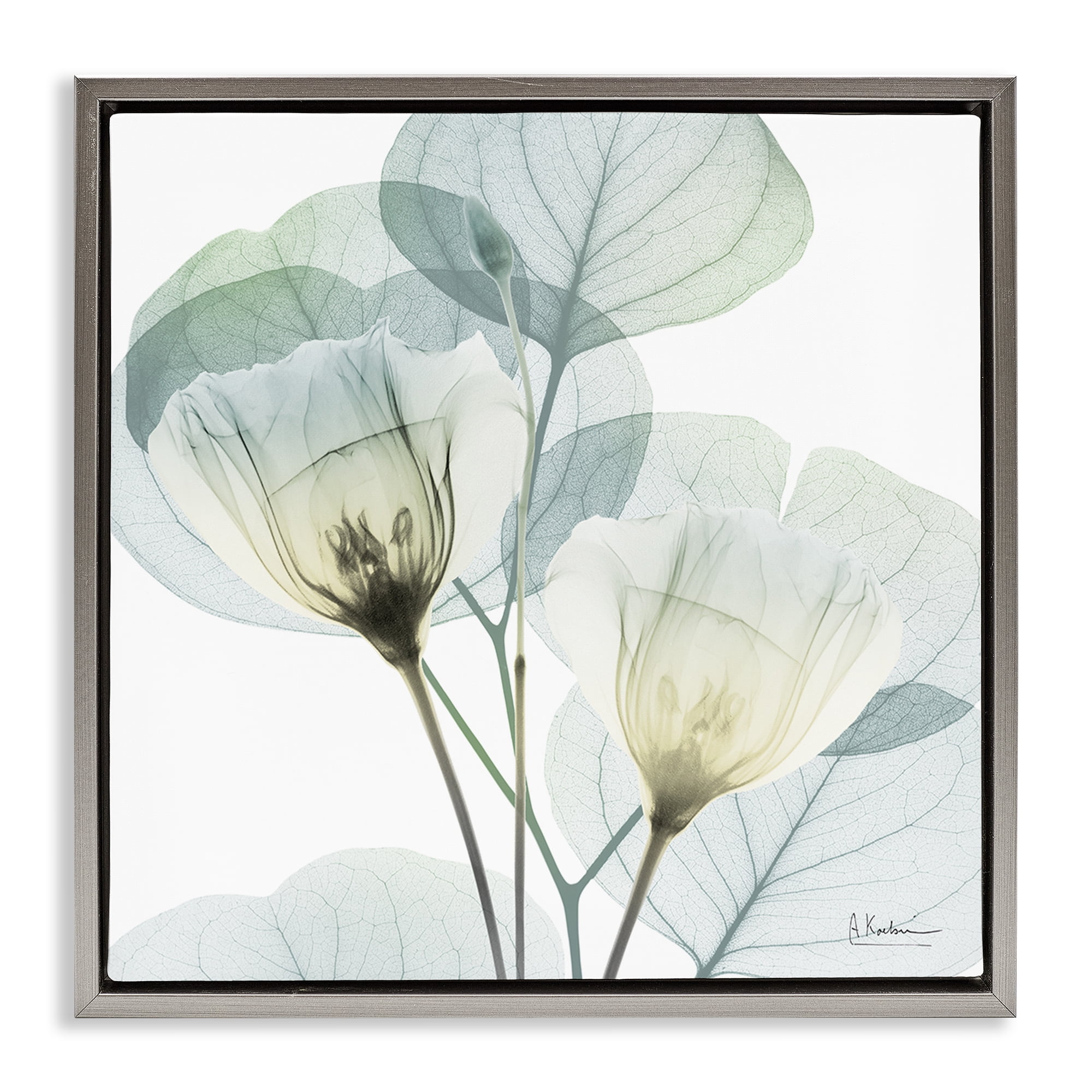 Stupell Industries Divine Fate Flower Leaves Gray Framed Floater Canvas Wall Art, design by Albert Koetsier