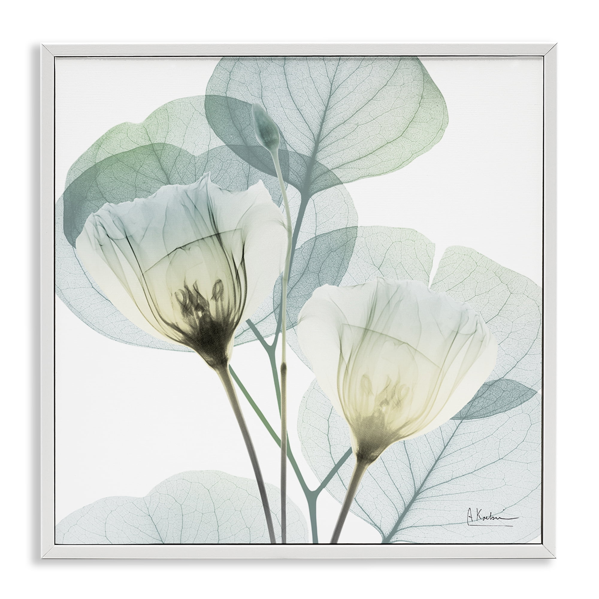 Stupell Industries Divine Fate Flower Leaves White Framed Giclee Art, design by Albert Koetsier